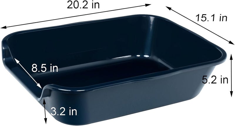 Blaucasa 2 Pack Extra Large Dog Litter Box Pan Tray (ABS Material), Low Entry Jumbo Senior Litter Boxes for Multiple Kitten Big Cats, Pet Safe Indoor Dog Potty (Dark Blue, 20" L x 15" W) - Image 5